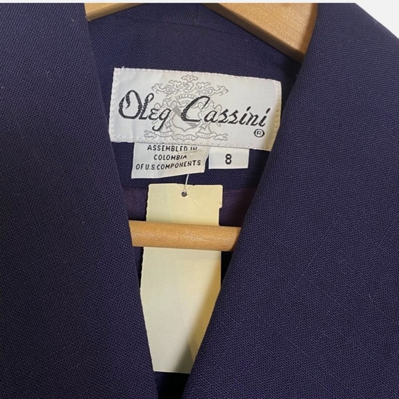 VTG NOS Oleg Cassini Women's Blazer Dbl Breasted Power Jacket Modern Shoulders - Picture 5 of 7